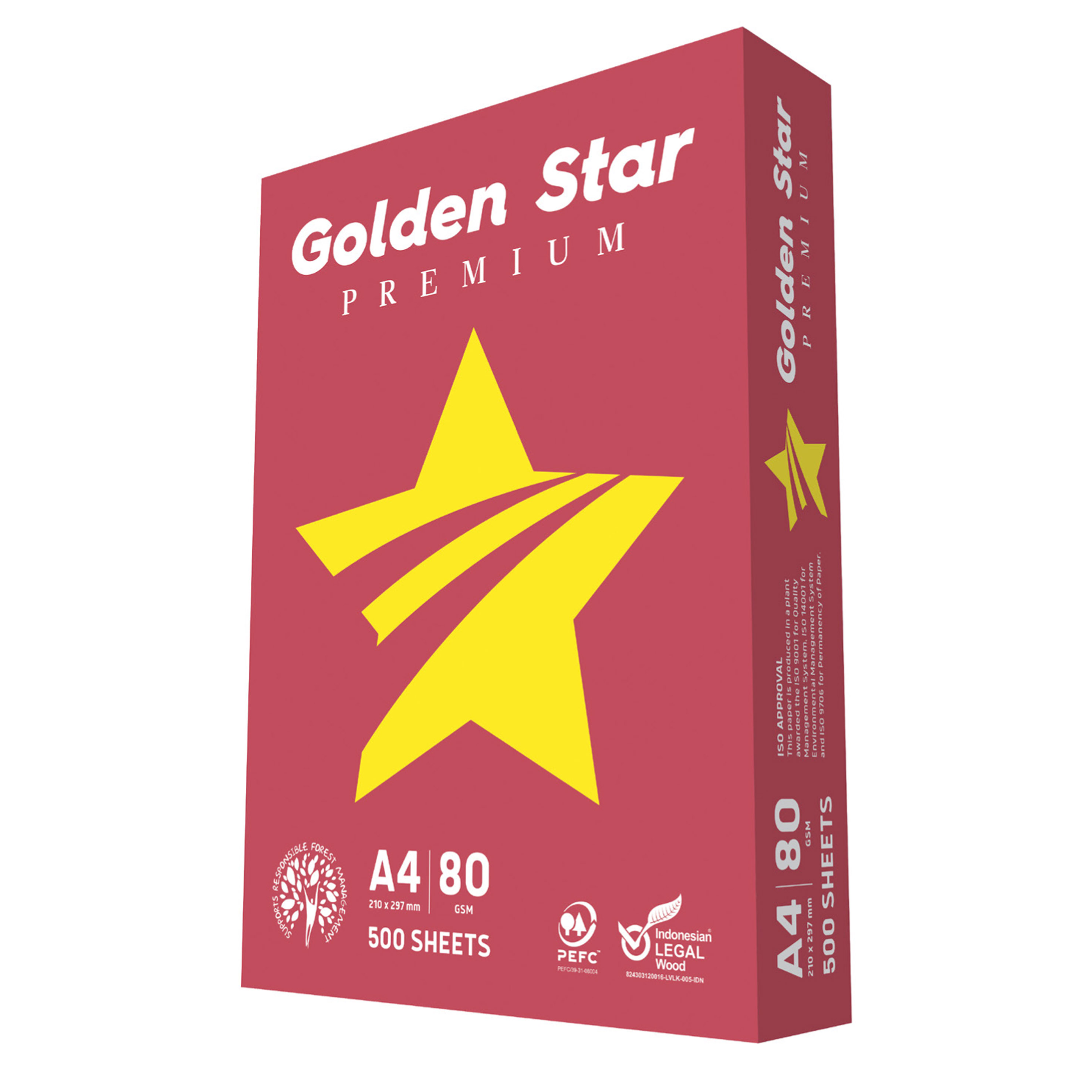 CARTA GOLDEN STAR PREMIUM RED 80Gr A4 (500Fg) Foto prodotto